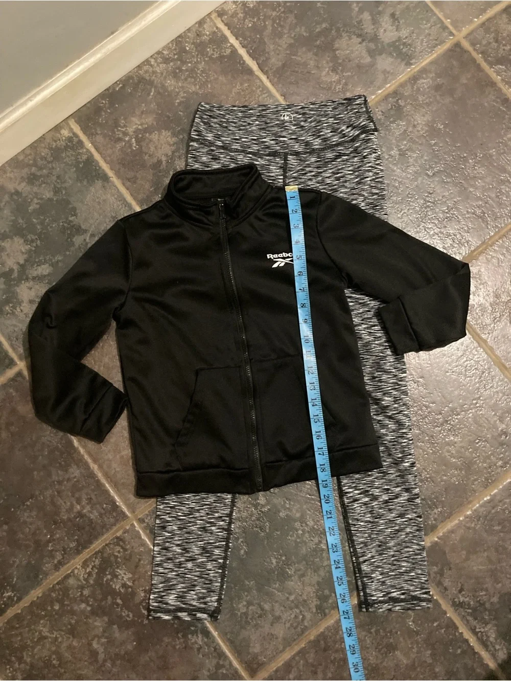 Reebok Black Kids' Full-Zip Track Jacket and Leggings Set Girls Size L 10/12